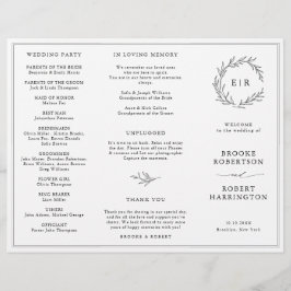 ミニマリスト白黒リーフ結婚式 プログラム