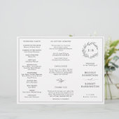 ミニマリスト白黒リーフ結婚式 プログラム (スタンド正面)