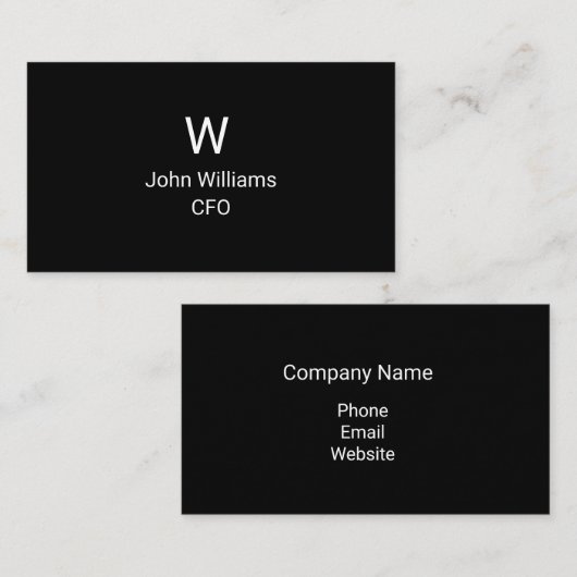 ミニマリスト白黒一文字ビジネスカード 名刺 (正面/裏面)