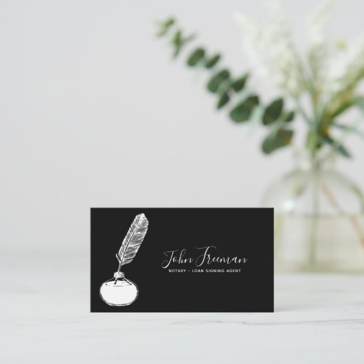 ミニマリスト白黒公証人ローン調印エージェント 名刺 (スタンド正面)