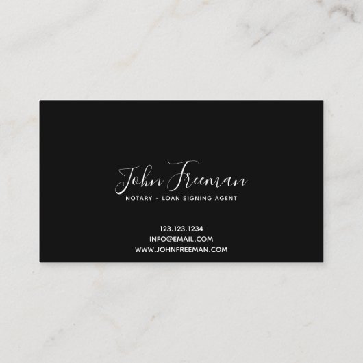 ミニマリスト白黒公証人ローン調印エージェント 名刺 (裏面)