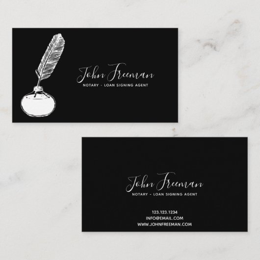 ミニマリスト白黒公証人ローン調印エージェント 名刺 (正面/裏面)