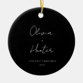 ミニマリスト白黒初めてのクリスマス セラミックオーナメント (正面)