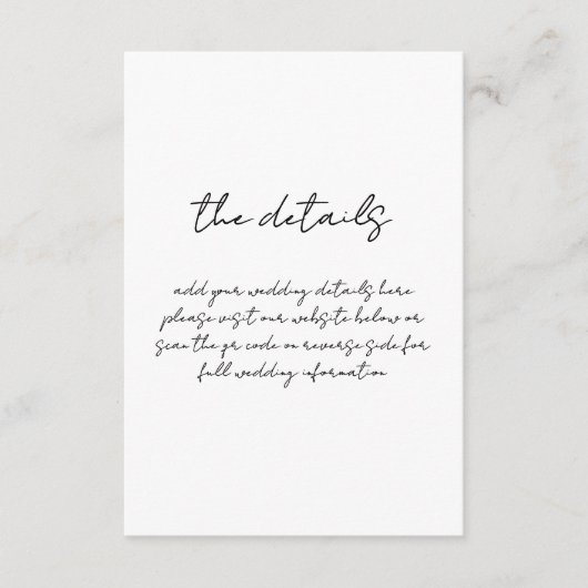 ミニマリスト白黒手書き結婚の エンクロージャーカード (正面)