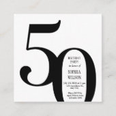 ミニマリスト白黒招待50誕生日 エンクロージャーカード (正面)