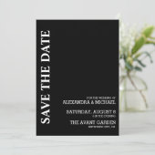 ミニマリスト白黒文字ベース結婚 セーブザデート (スタンド正面)