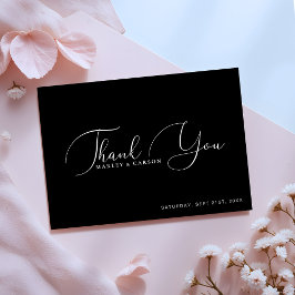 ミニマリスト白黒文字書結婚跡 サンキューカード