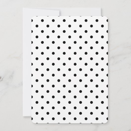 ミニマリスト白黒水玉模様日付の保存 セーブザデート (裏面)