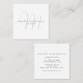 ミニマリスト白黒灰色モノグラムの スクエア名刺 (正面/裏面)