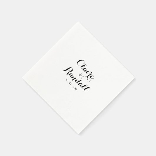 ミニマリスト白黒結婚のナプキン スタンダードカクテルナプキン (角)
