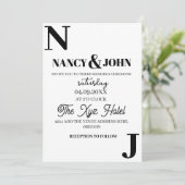 ミニマリスト白黒結婚ズモノグラムカスタム 招待状 (スタンド正面)