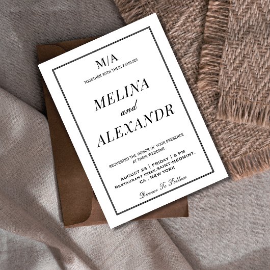 ミニマリスト白黒結婚ズ 招待状