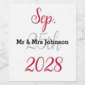 ミニマリスト白黒結婚ワインラベル ワインラベル (シングルラベル)