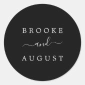 ミニマリスト白黒結婚封筒用シール ラウンドシール (正面)