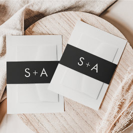 ミニマリスト白黒結婚式招待状バンド 招待状ベリーバンド