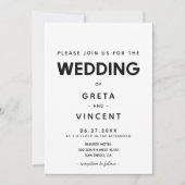 ミニマリスト白黒結婚式招待状 招待状 (正面)