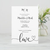 ミニマリスト白黒結婚式招待状 招待状 (スタンド正面)