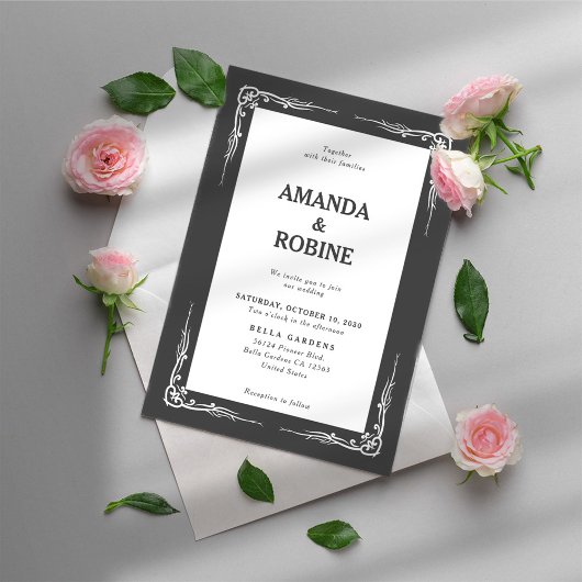 ミニマリスト白黒結婚式招待状 招待状