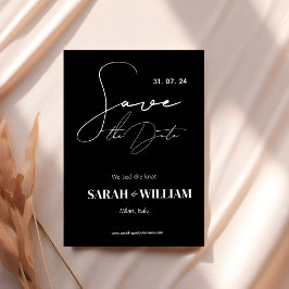 ミニマリスト白黒結婚書道 セーブザデート