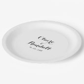 ミニマリスト白黒結婚紙プレート ペーパープレート (アングル)