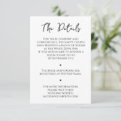 ミニマリスト白黒結婚詳細カード 招待状 (スタンド正面)