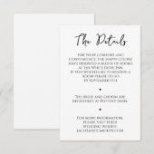 ミニマリスト白黒結婚詳細カード 招待状 (正面/裏面)