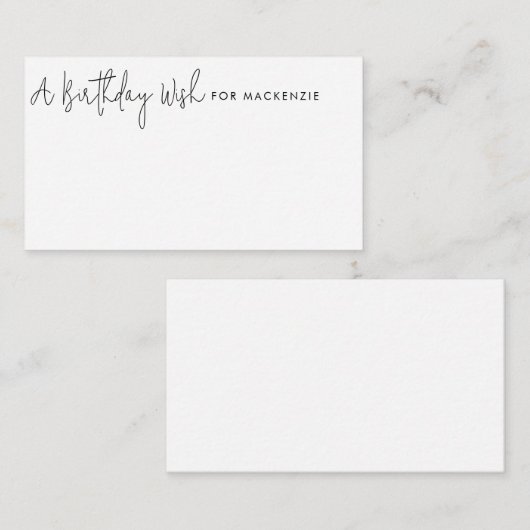 ミニマリスト白黒誕生日ウィッシュジャールカード エンクロージャーカード (正面/裏面)