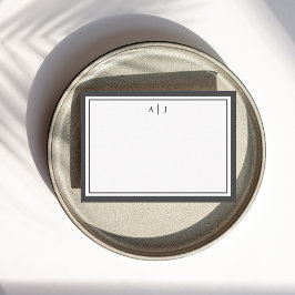 ミニマリスト白黒2モノグラ縁どム ノートカード