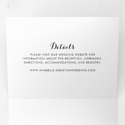 ミニマリスト白黒3つ結婚折 三つ折り招待状 (内部最初)