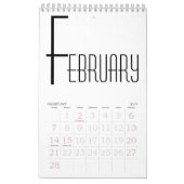 ミニマリスト白黒 カレンダー (2月 2027)