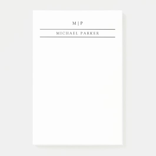 ミニマリスト白黒|モノグラムと名前 ポストイット (正面)