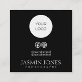 ミニマリスト白黒QRコードソーシャルメディア スクエア名刺 (裏面)