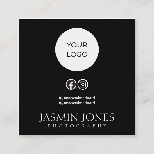 ミニマリスト白黒QRコードソーシャルメディア スクエア名刺 (裏面)