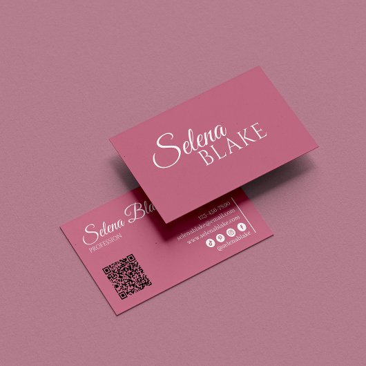 ミニマリスト白&ピンク | QRコモダンード 名刺