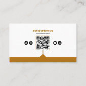 ミニマリスト白&錆びたブラウン理容師ショップQRコード 名刺 (裏面)