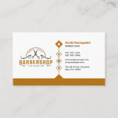 ミニマリスト白&錆びたブラウン理容師ショップQRコード 名刺 (正面)