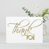 ミニマリスト的な金ゴールド書道をありがとフェイクう サンキューカード (スタンド正面)
