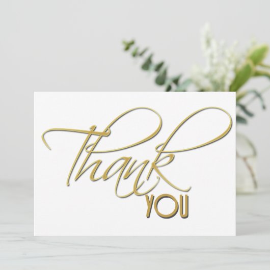 ミニマリスト的な金ゴールド書道をありがとフェイクう サンキューカード (スタンド正面)