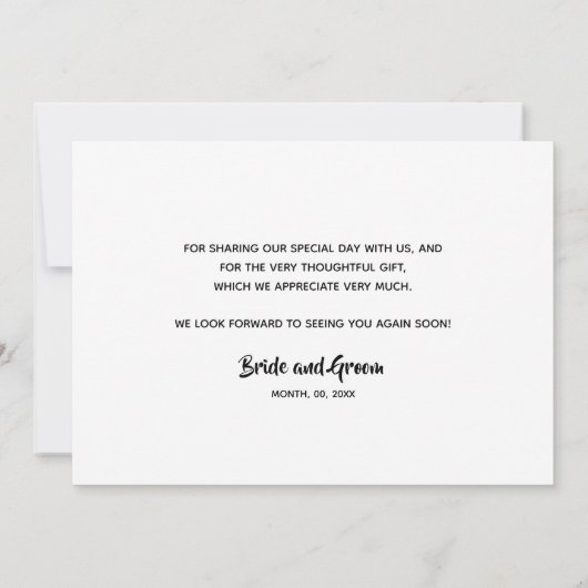 ミニマリスト的な金ゴールド書道をありがとフェイクう サンキューカード (裏面)