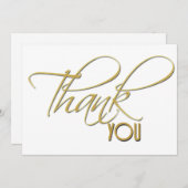 ミニマリスト的な金ゴールド書道をありがとフェイクう サンキューカード (正面/裏面)