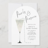 ミニマリスト真珠とプロセッコブライダルシャワーアーチ 招待状 (正面)