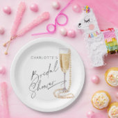 ミニマリスト真珠とプロセッコブライダルシャワー ペーパープレート (パーティー)