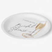 ミニマリスト真珠とプロセッコブライダルシャワー ペーパープレート (アングル)