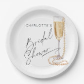 ミニマリスト真珠とプロセッコブライダルシャワー ペーパープレート (正面)