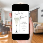 ミニマリスト真珠とプロセッコブライダルシャワー 招待状