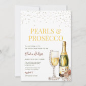 ミニマリスト真珠とプロセッコブライダルシャワー 招待状 (正面)