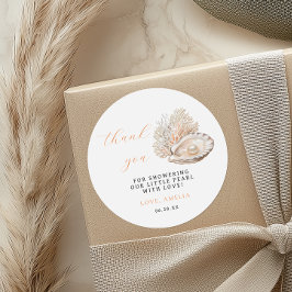 ミニマリスト真珠の赤ちゃんシャワーありがとうステッカー ラウンドシール