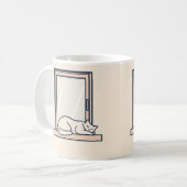 ミニマリスト眠る猫の窓枠 – Cozy Mag コーヒーマグカップ (正面左)