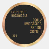 ミニマリスト石鹸の化粧品ラベルブラック&赤面金ゴールド ラウンドシール (正面)