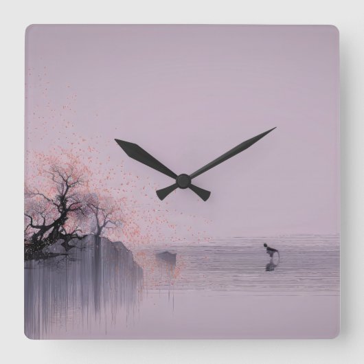 ミニマリスト禅の風景 スクエア壁時計 (正面)